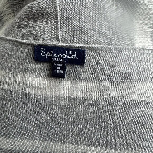 Splendid white and gray striped open long sleeve cardigan sweater - Picture 7 of 8